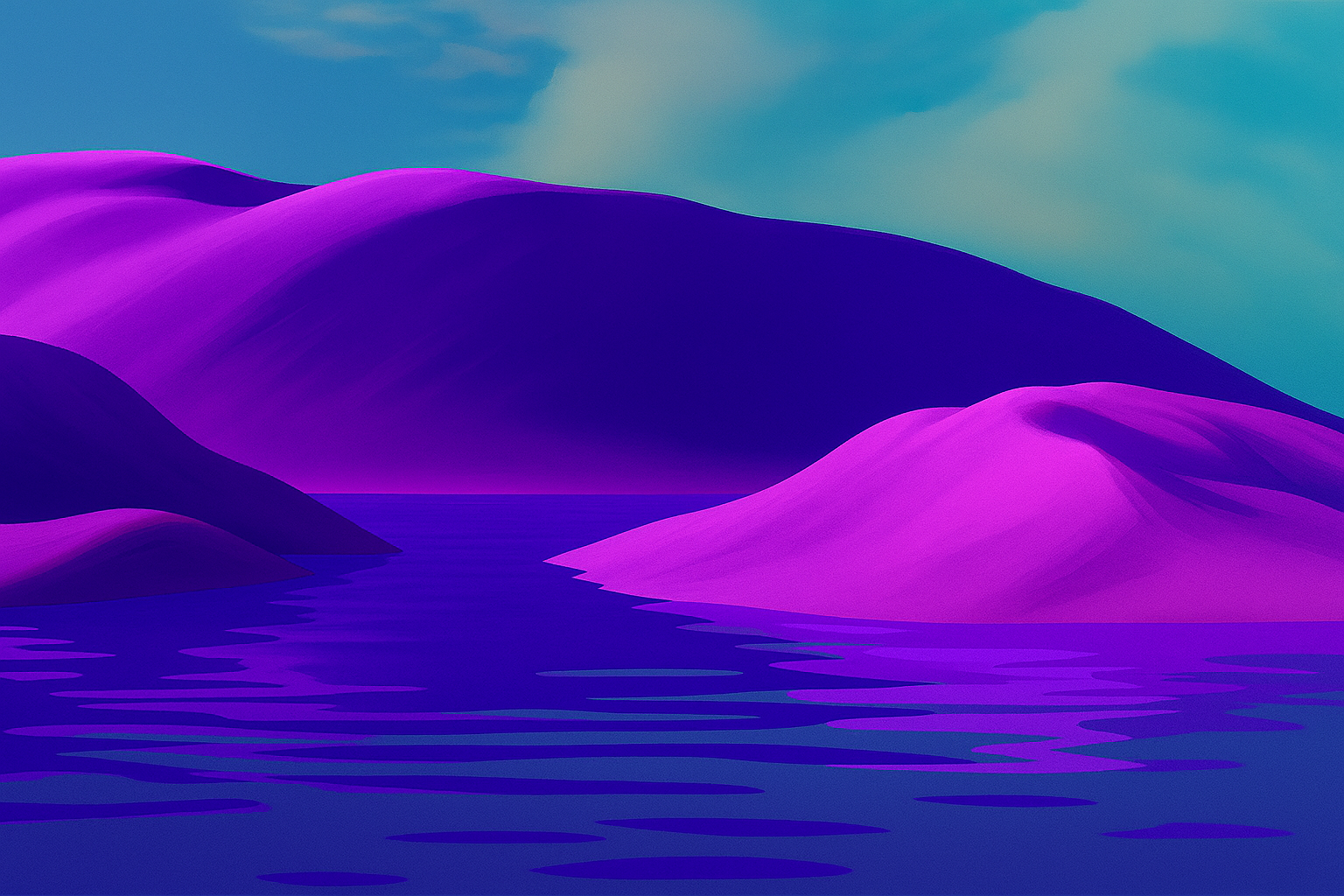Abstract purple mountains and water